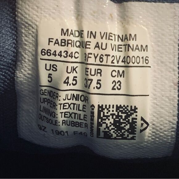 Converse Star 3V Denium Blue Junior Shoe Size US 5 EU 37.5 664434C - Picture 7 of 8